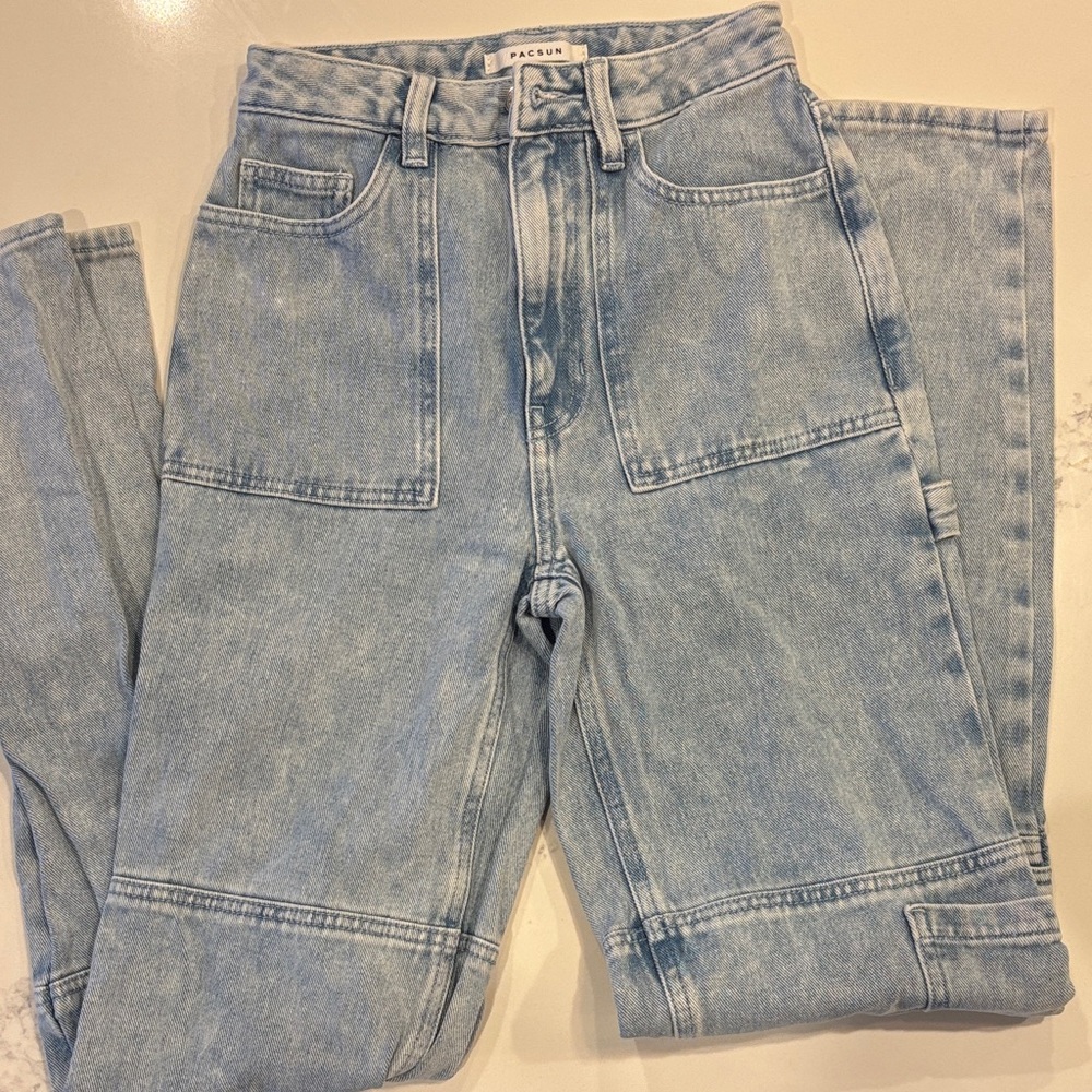 PacSun Carpenter Jeans Light Wash Straight Leg Utility Denim Size 23